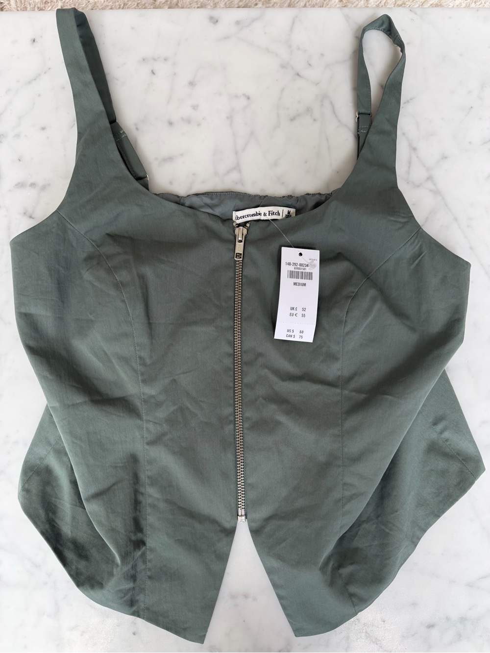Abercrombie & Fitch Olive Green Zip-Front Women’s Top - NWT